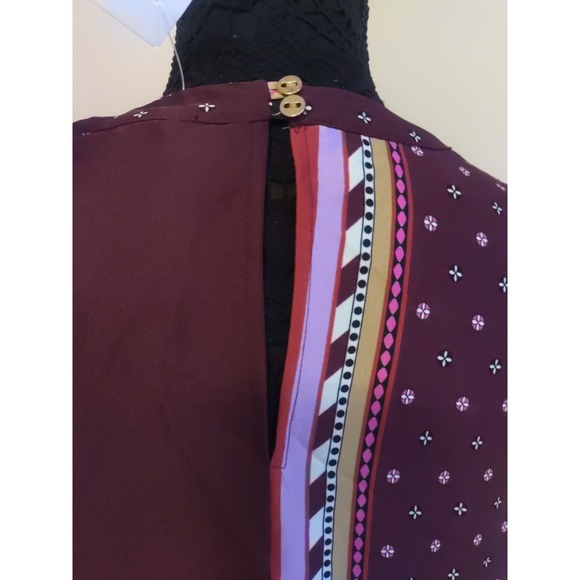 Ann Taylor Colorful Multi-print Cowl Neck Midi No Belt Dress Size L - Picture 6 of 6